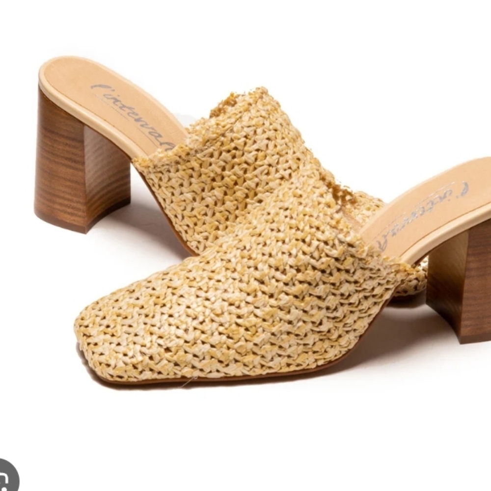 L'Intervalle Elzira Beige Rafia mules - Picture 4 of 12
